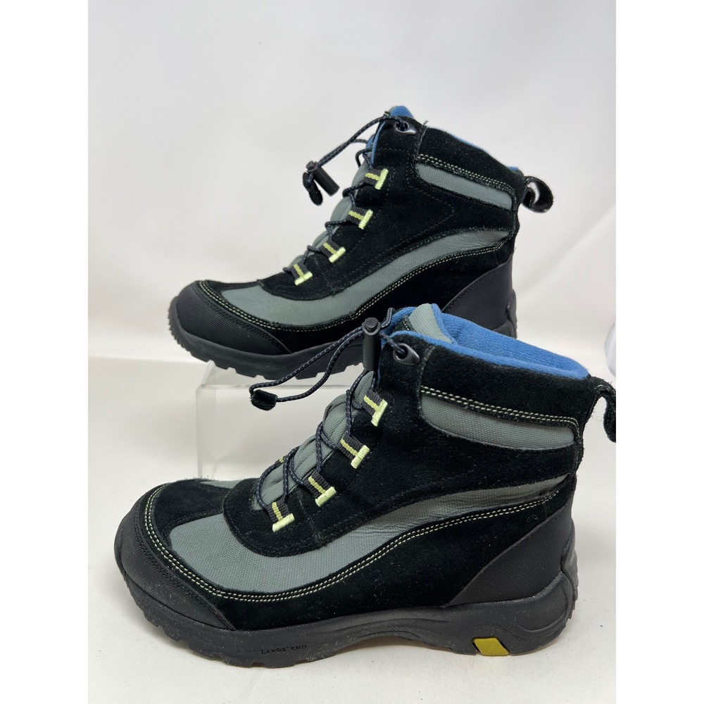 Lands' End Hiking Boots Men 5 Women 6.5 Suede Toggle Black Grey 329315 Good